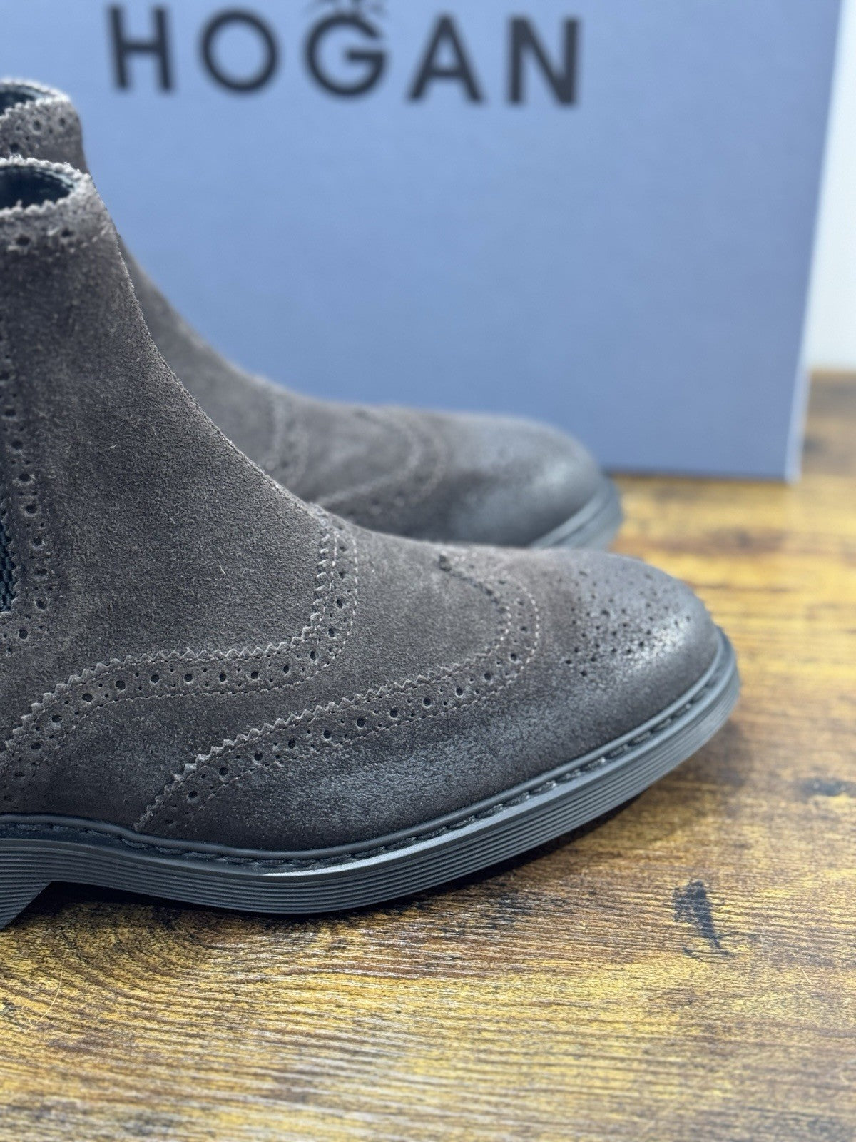 HOGAN scarpe  Stivaletto Chelsea H576 in Pelle  Marrone  con impunture Uomo 39.5