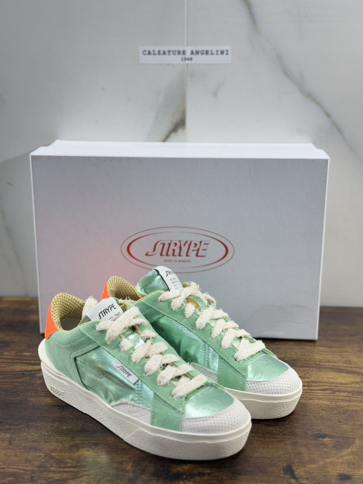 Strype Sneaker Donna  Low Top Pelle  Verde  Casual Woman Shoes 41