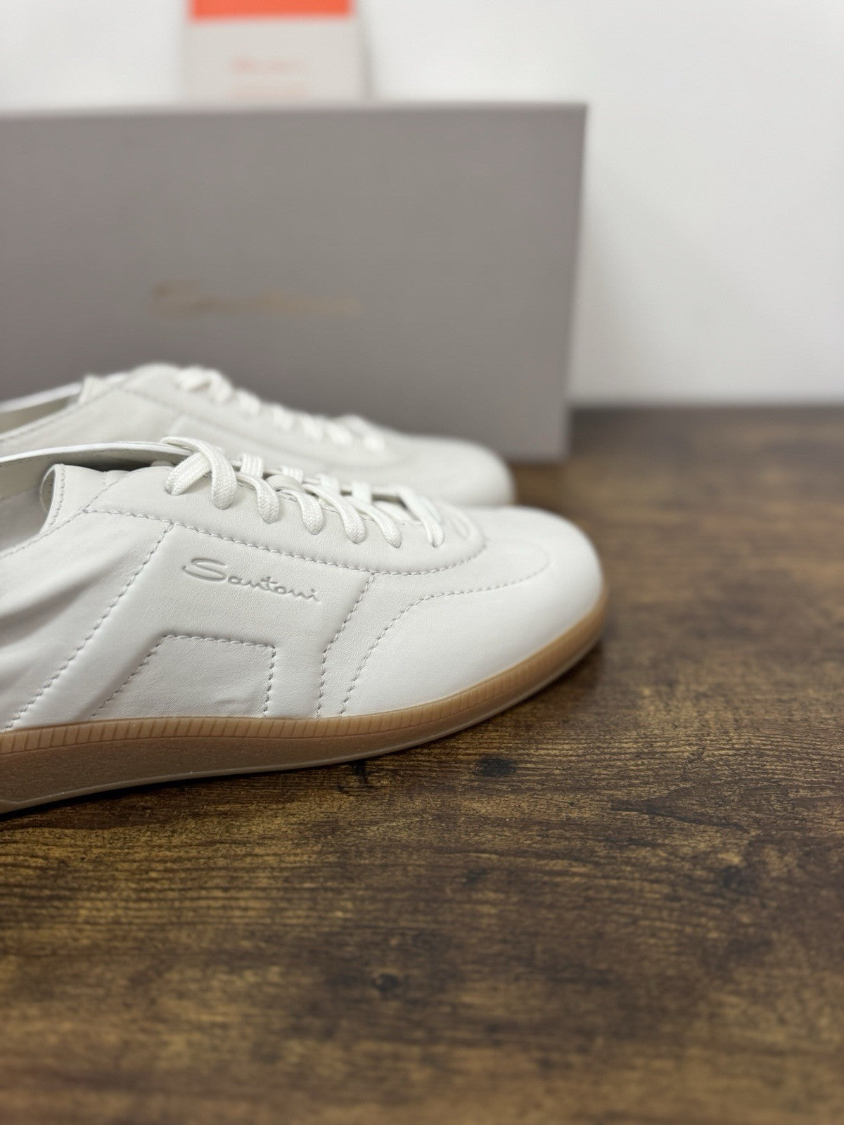 Santoni Sneaker Pelle Bianca Luxury Scarpa Santoni Uomo 42.5