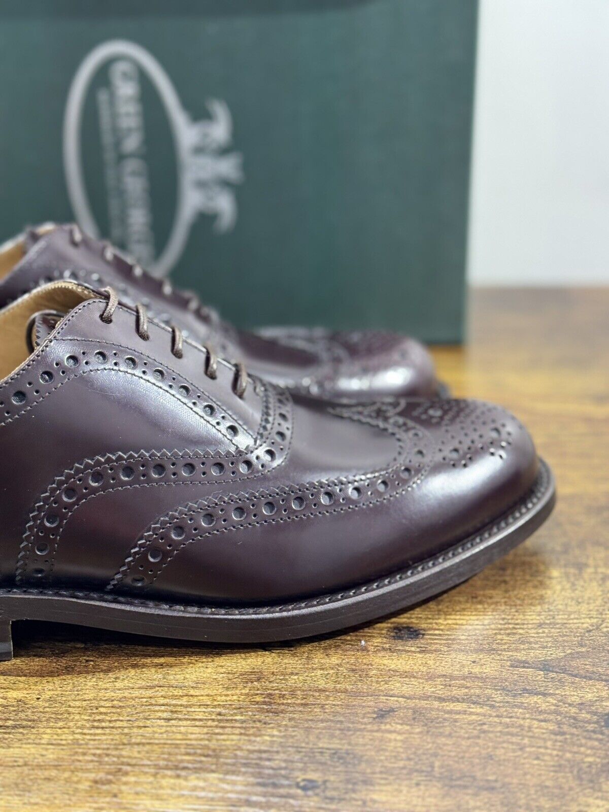 Green George derby   Brogue Bordo’ Pelle  luxury men  Doppio Cuoio 39