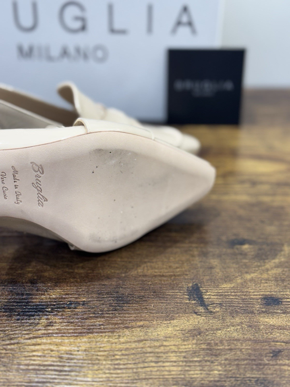 Bruglia Milano Slingback Beige Con Tacco Top Quality Scarpe Donna 37