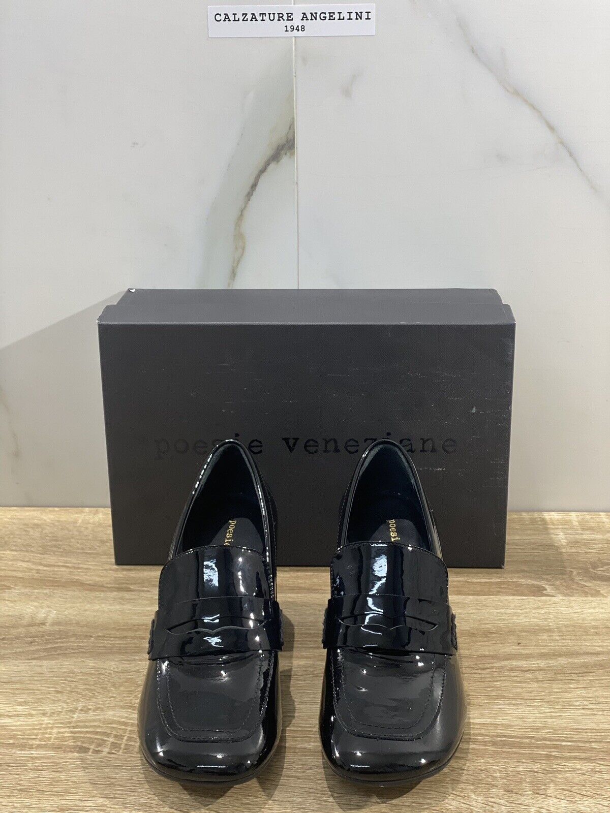 Poesie Veneziane mocassino donna in vernice Nero con tacco 39