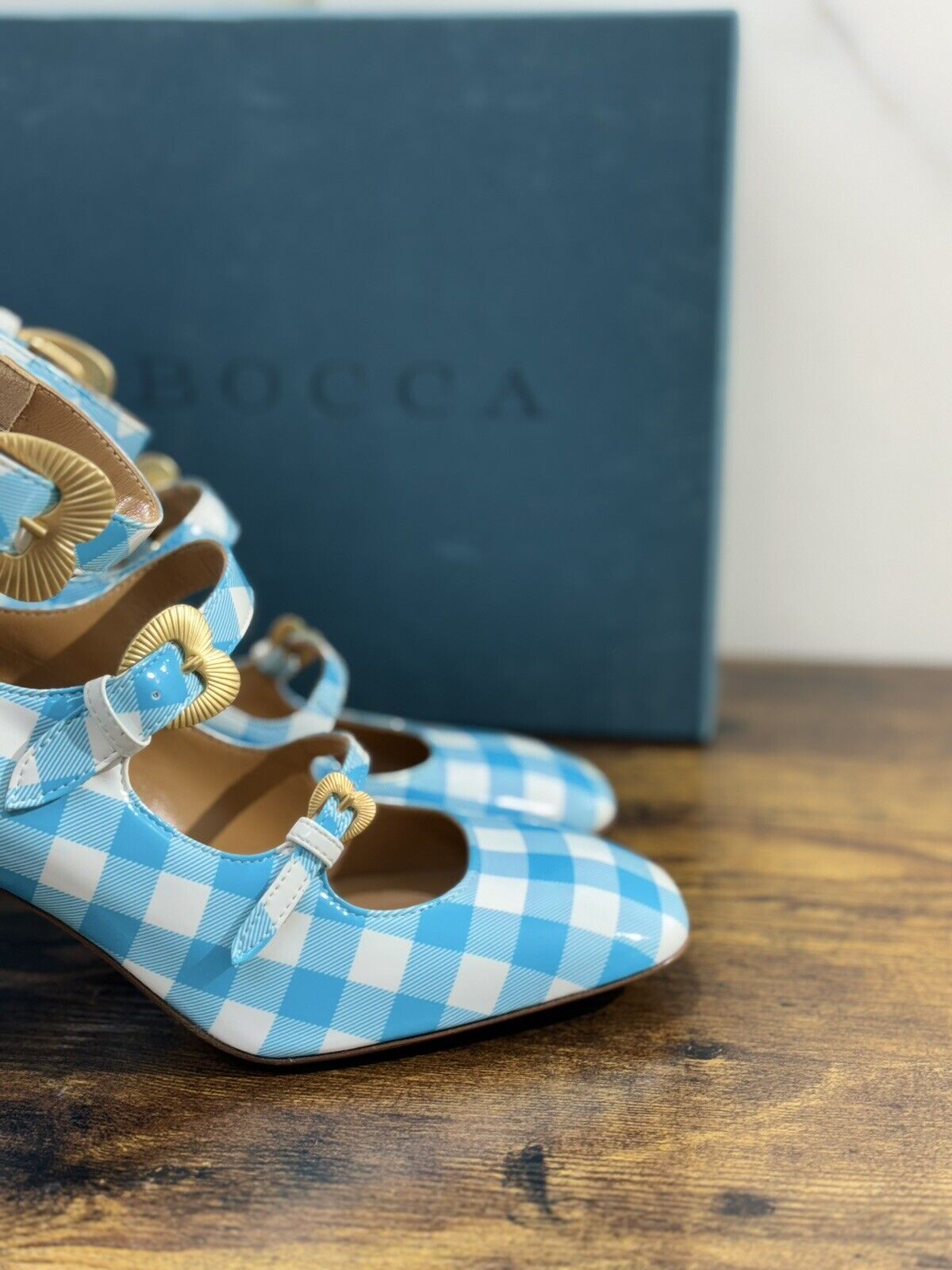 A.Bocca Two For Love Scarpa Donna Check Celeste Con Tacco Luxury Handmade 40