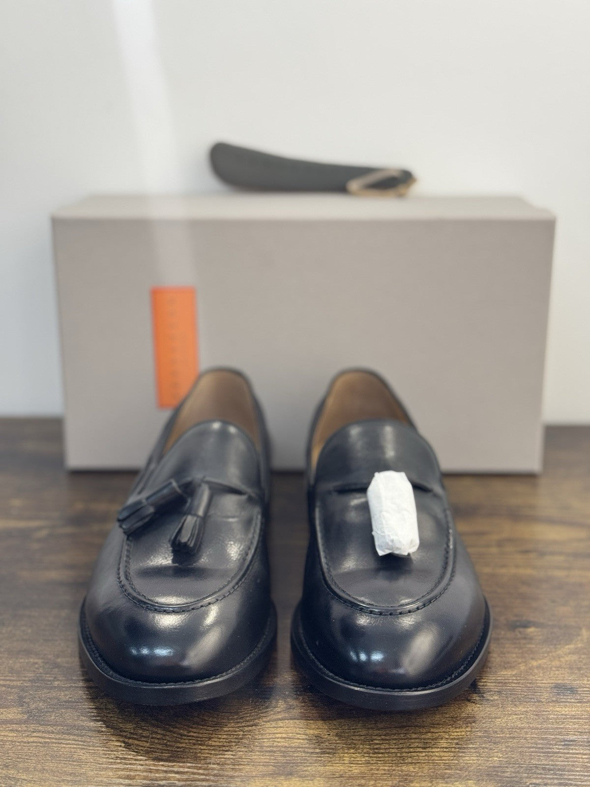 Henderson Baracco Mocassino Tassel Pelle Nero Luxury Handmade Uomo 42