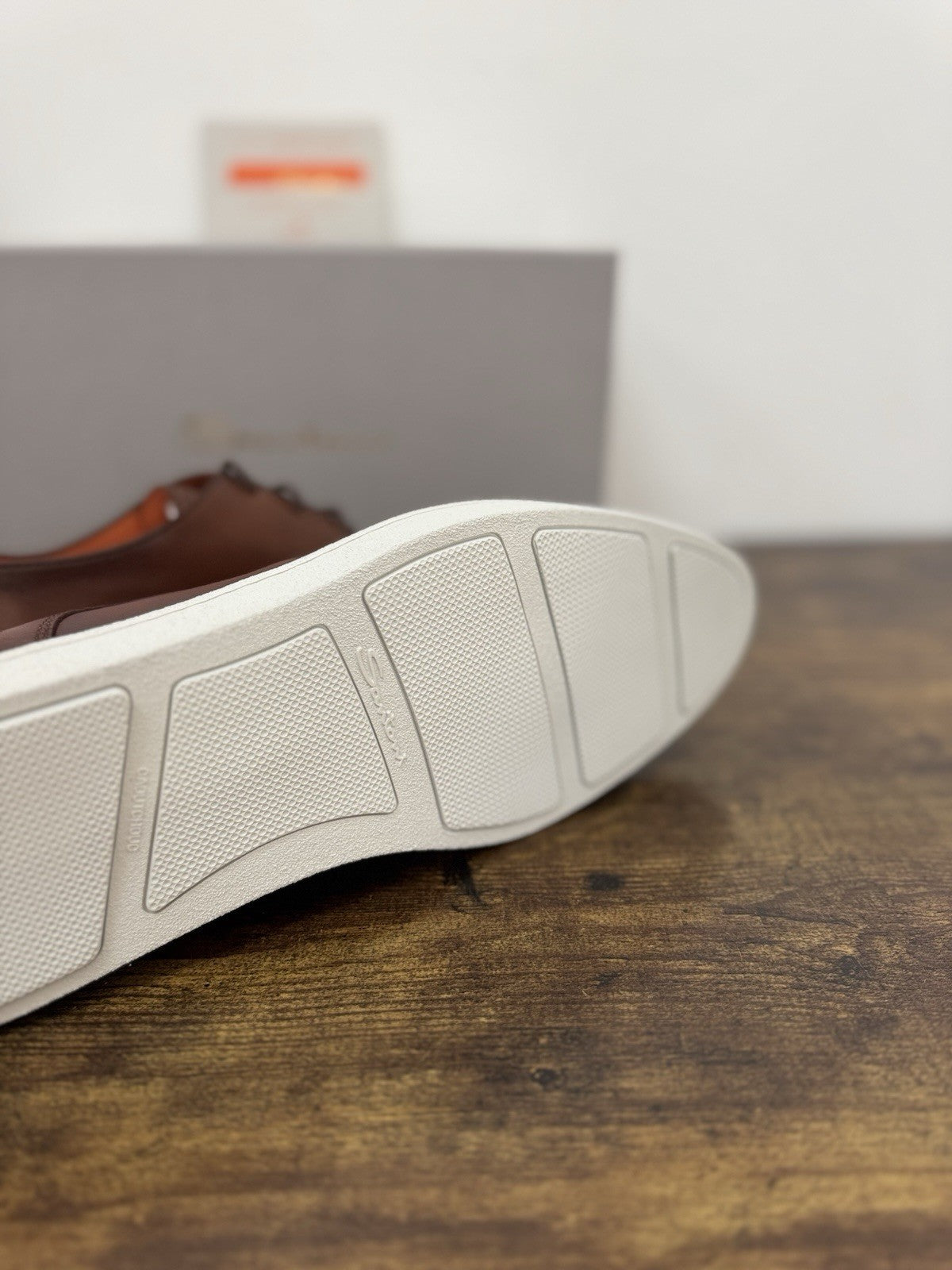 Santoni Stringata In Pelle Cuoio Casual Santoni Scarpa Uomo UK 13