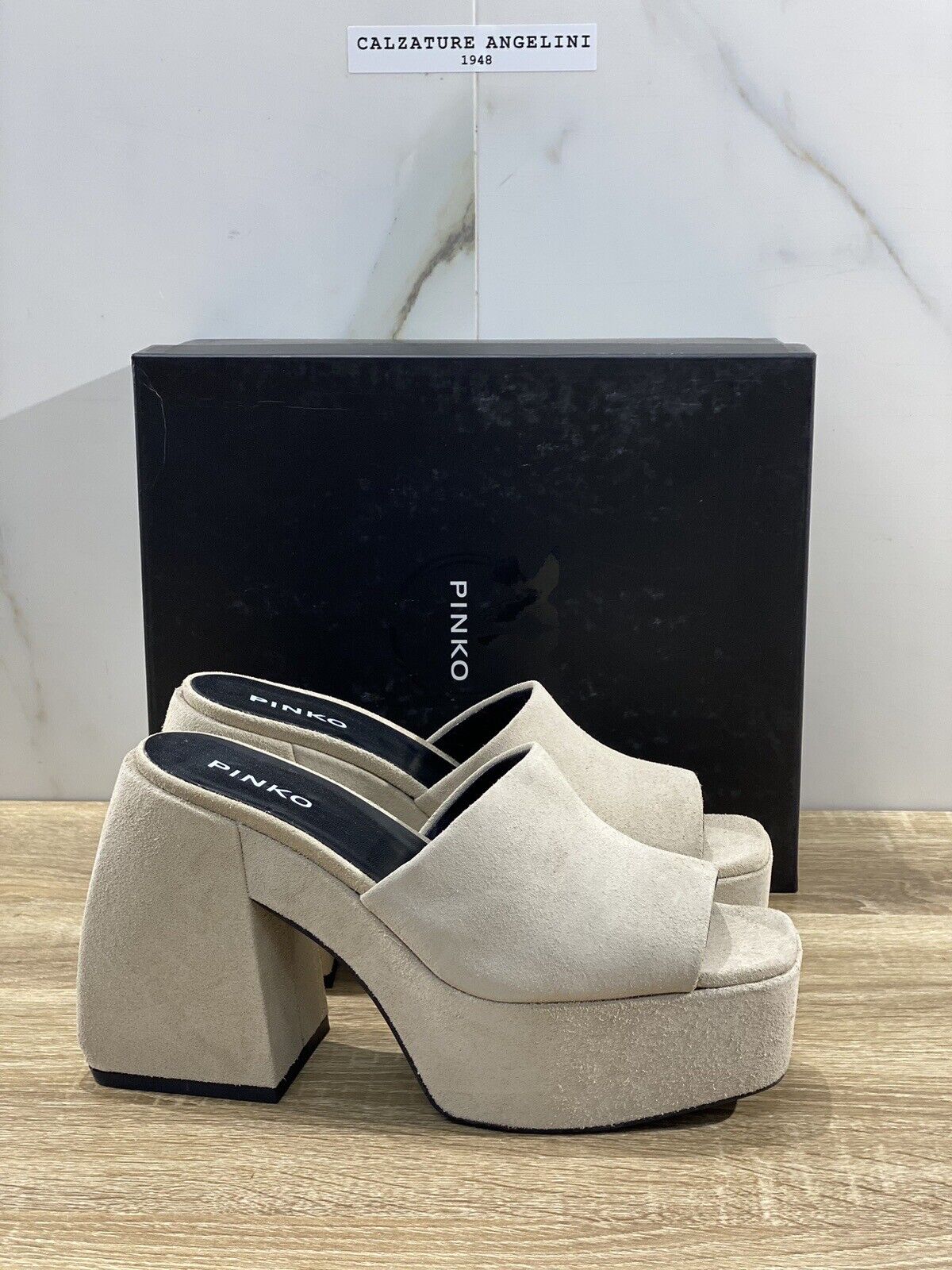 Pinko Margaux Wedge Sandalo Donna Luxury Pinko Woman Shoes Suede Beige 39