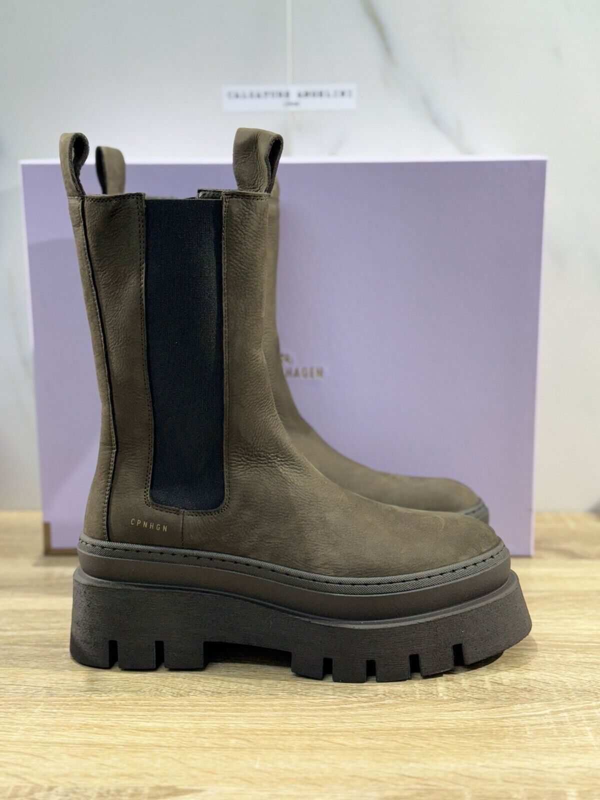 Copenhagen Chelsea Boot Combat Donna Pelle Marrone Casual Boot 41