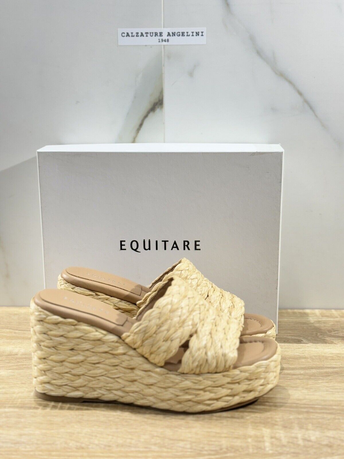 Equitare Sandalo Donna Habana Raffia Naturale  E Pelle Zeppa 39