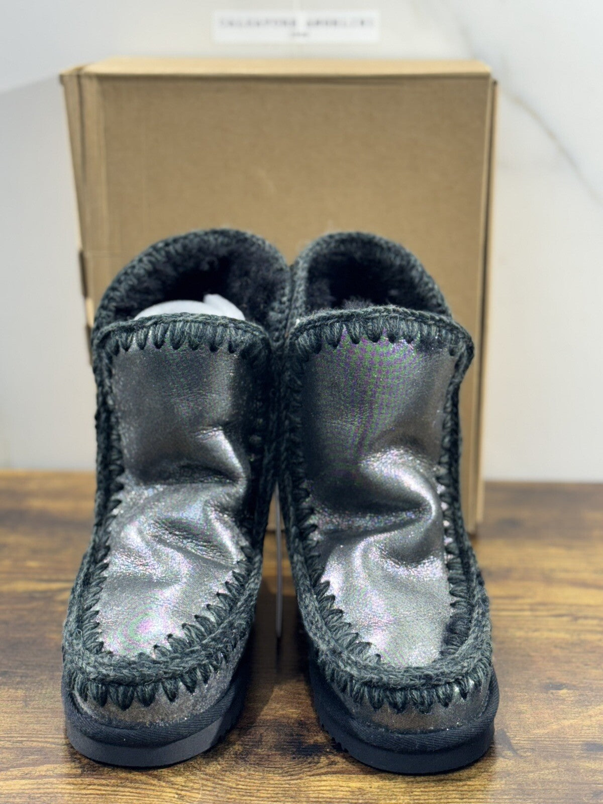 Mou Inner Wedge Nero Laminato Casual Mou Woman Boot 36