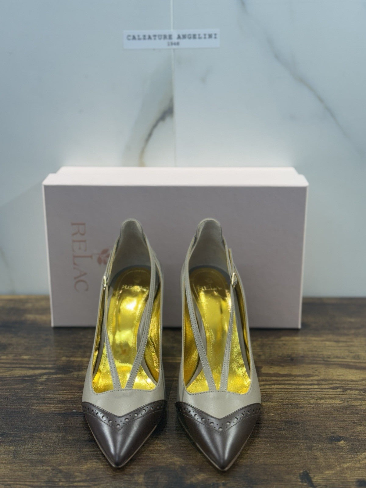 Relac  Décolleté   Pelle Moro Beige    Luxury Made In Italy Donna 38.5