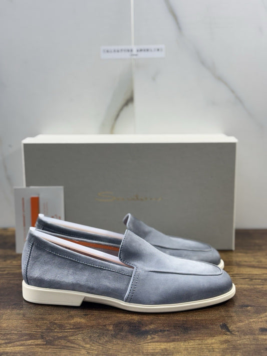 Santoni Mocassino Summer Walk Suede Grey Luxury Santoni Scarpe Uomo 41