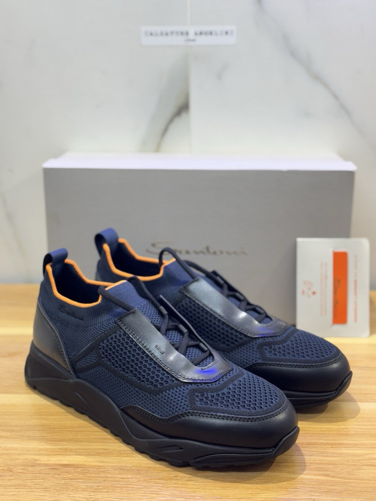 Santoni Innova Sneaker Pelle Tex Blu  Luxury Santoni Scarpa Uomo 42.5