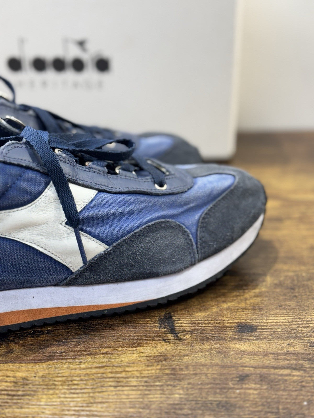 diadora heritage Sneaker Equipe Dirty Stone Wash Blu      Made In Italy  Uomo 40