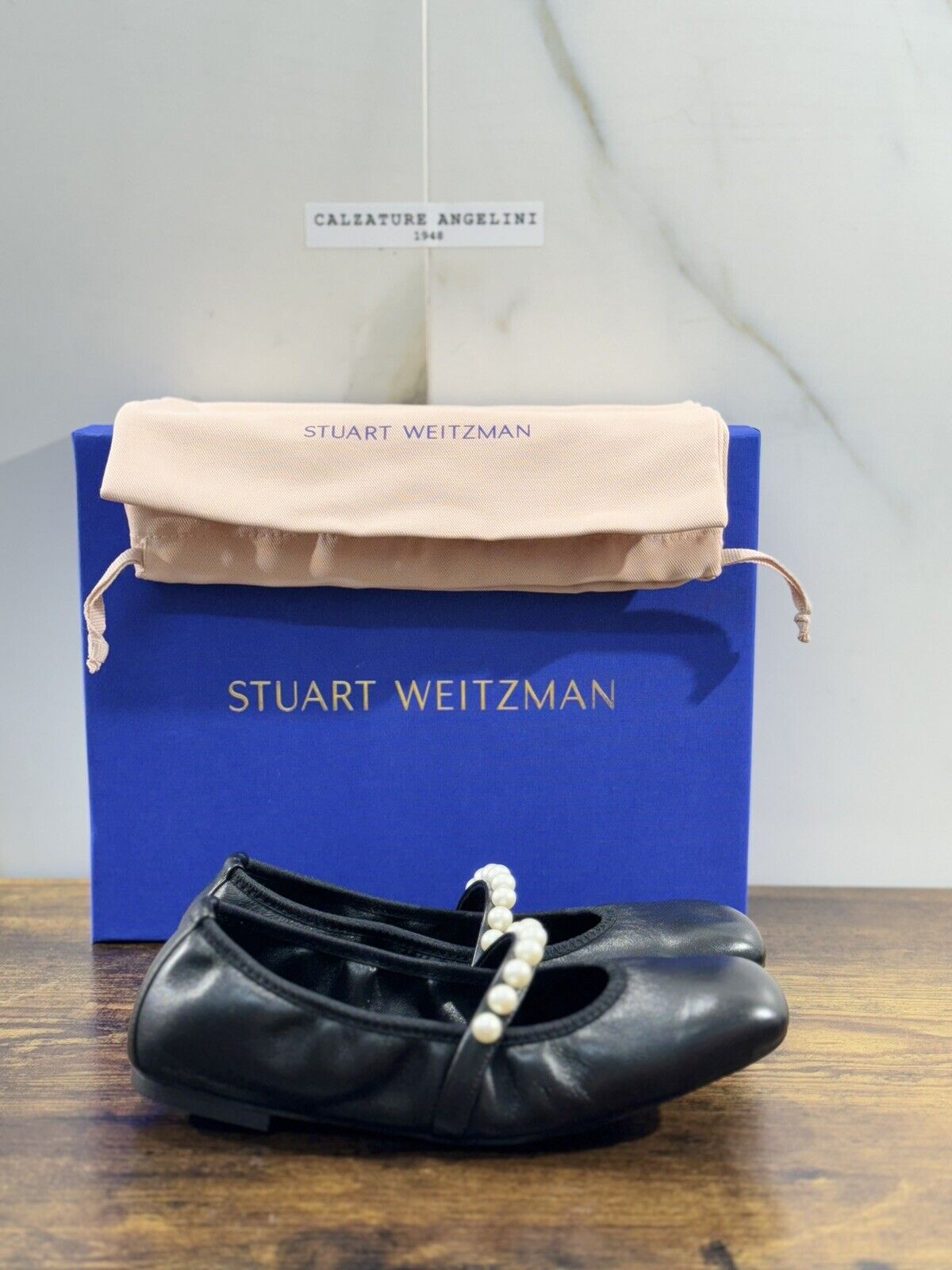 stuart weitzman Goldie Ballet Flat Nera Pelle  Luxury Woman Shoes Ballerina 36