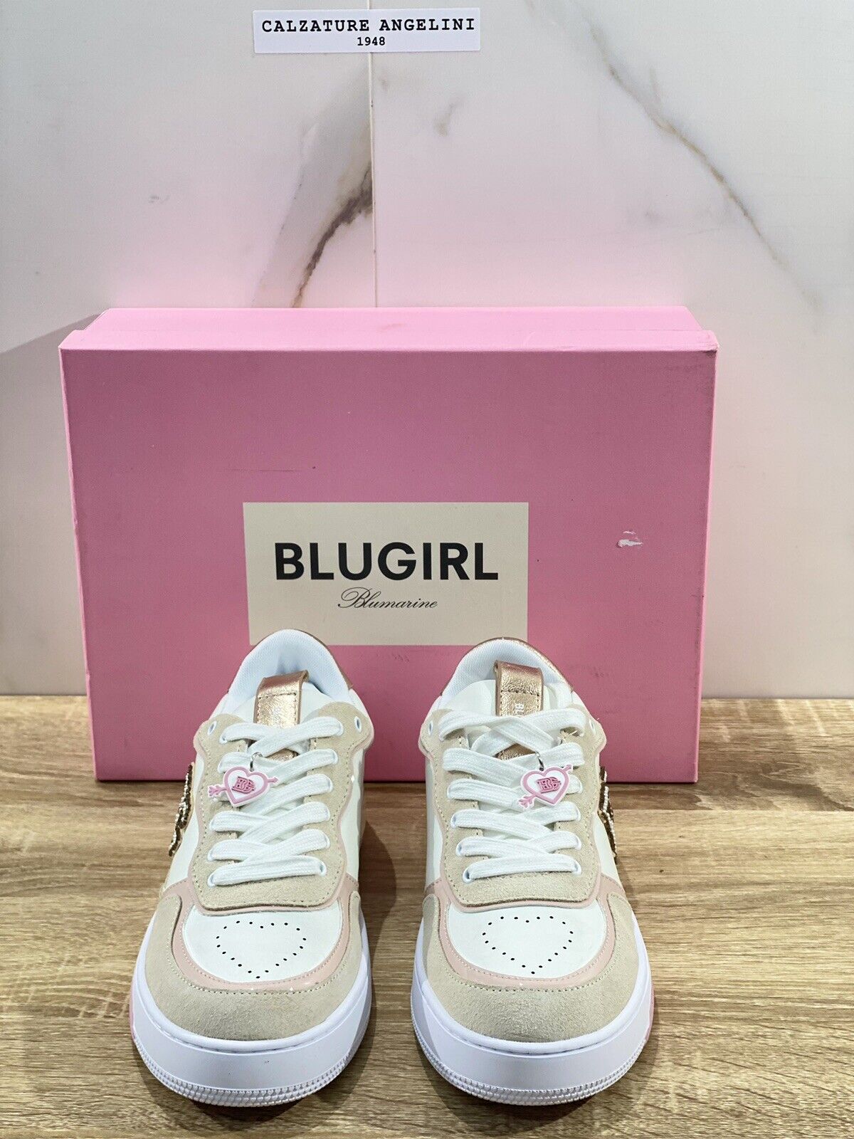 Blugirl Blumarine Donna sneaker Wow Pelle Skin Rose casual shoes woman 39