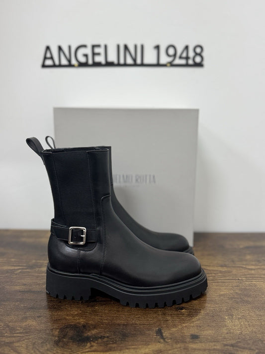 Guglielmo Rotta Stivaletto Combat  Pelle Nero Causal Boot Donna 37
