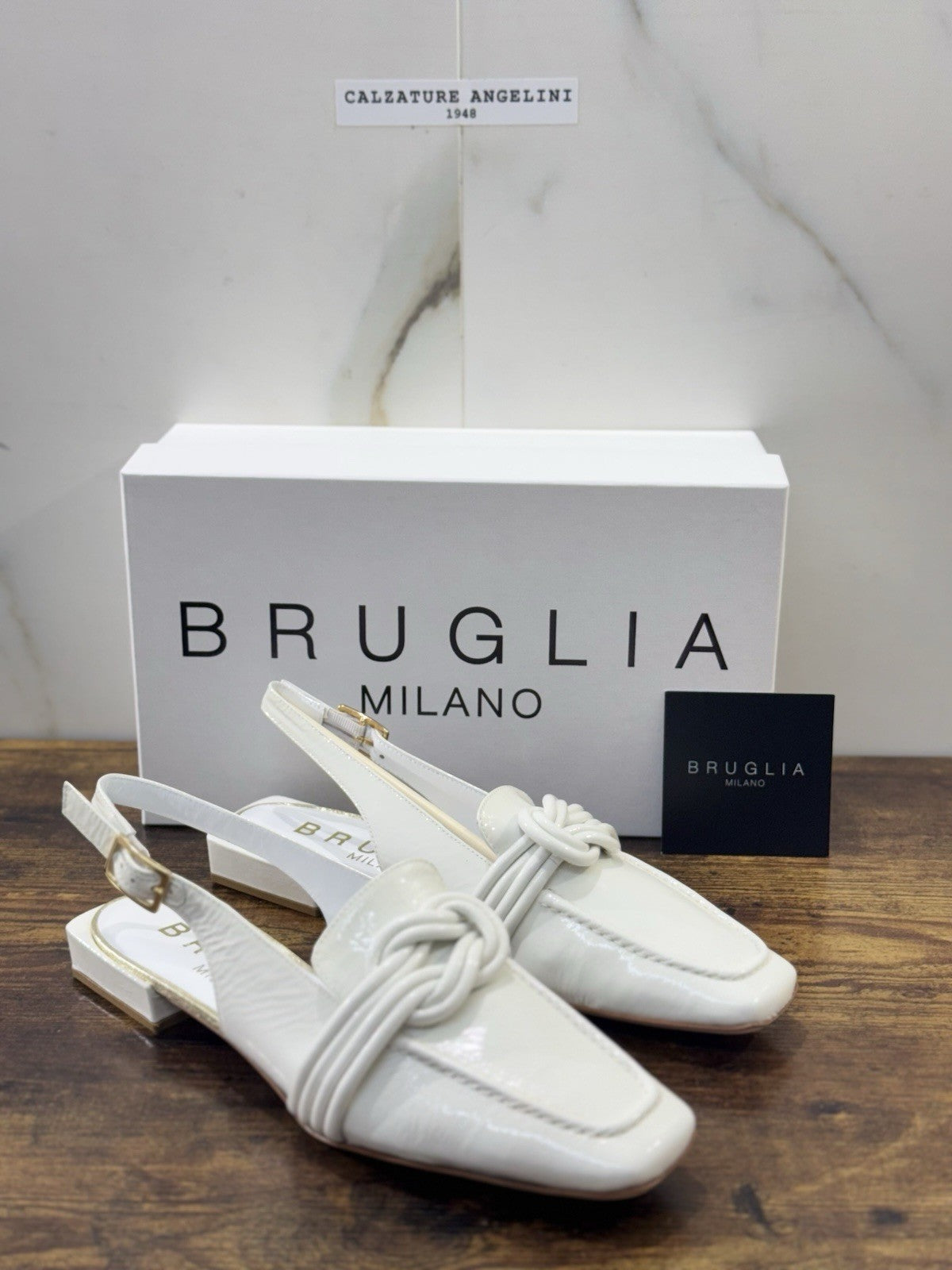 Bruglia Milano Slingback Bianco   Pelle  Top Quality Scarpe Donna 40