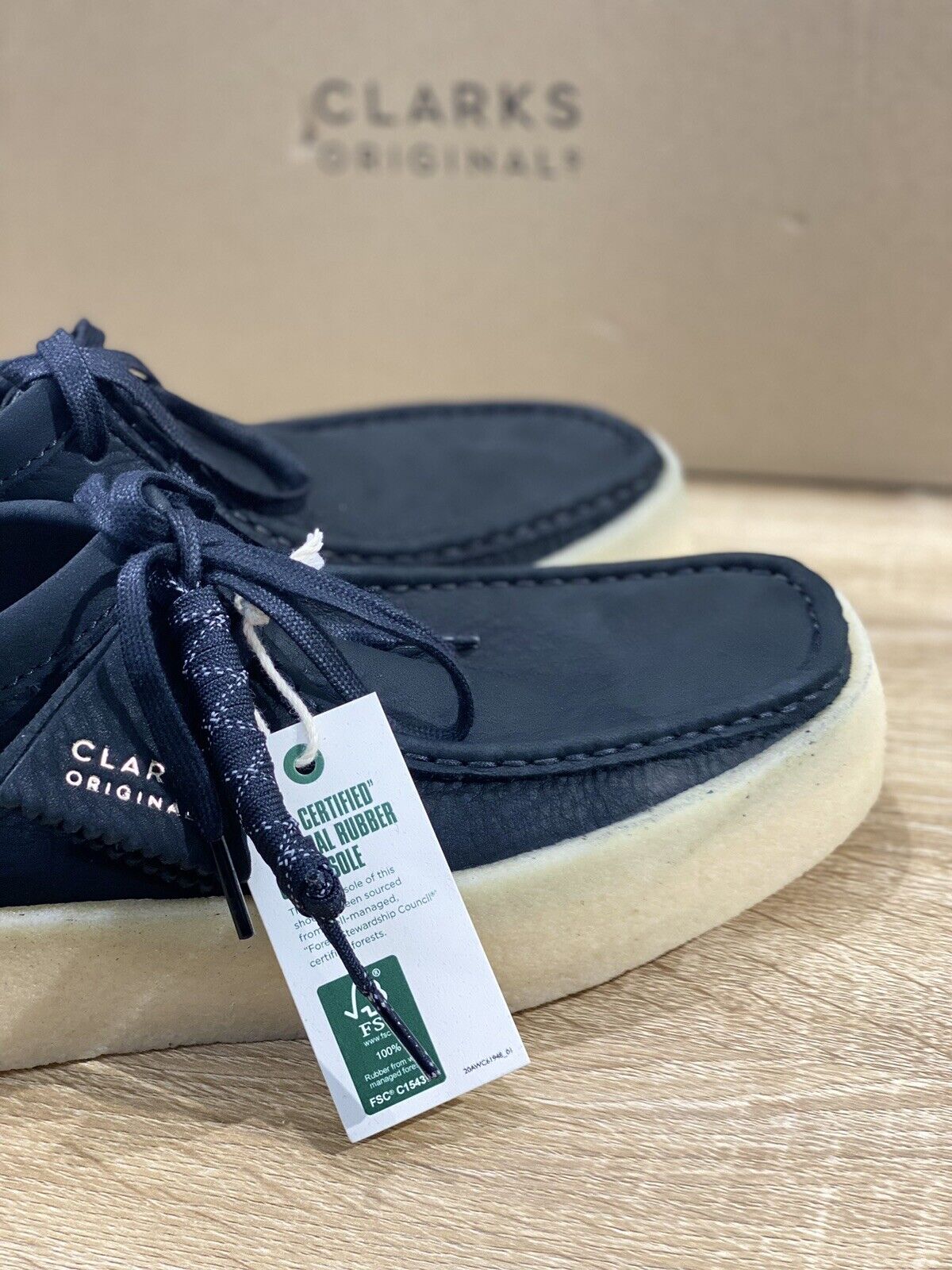 Clarks Original scarpa uomo wallabee cup pelle nero fondo crepe sole 44