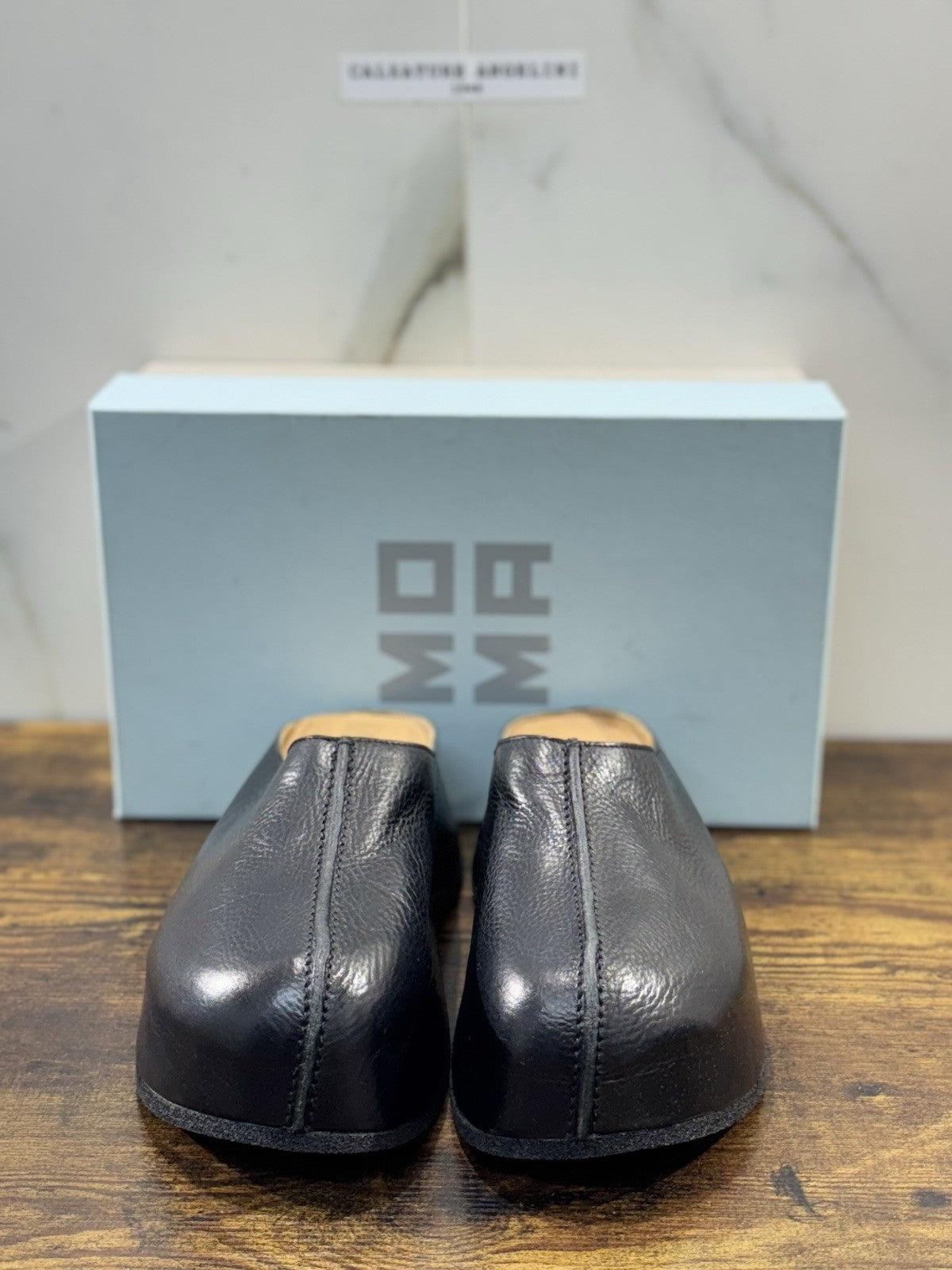 Moma Sabot Pelle Nero Zeppa  Luxury Handmade Moma Donna 40