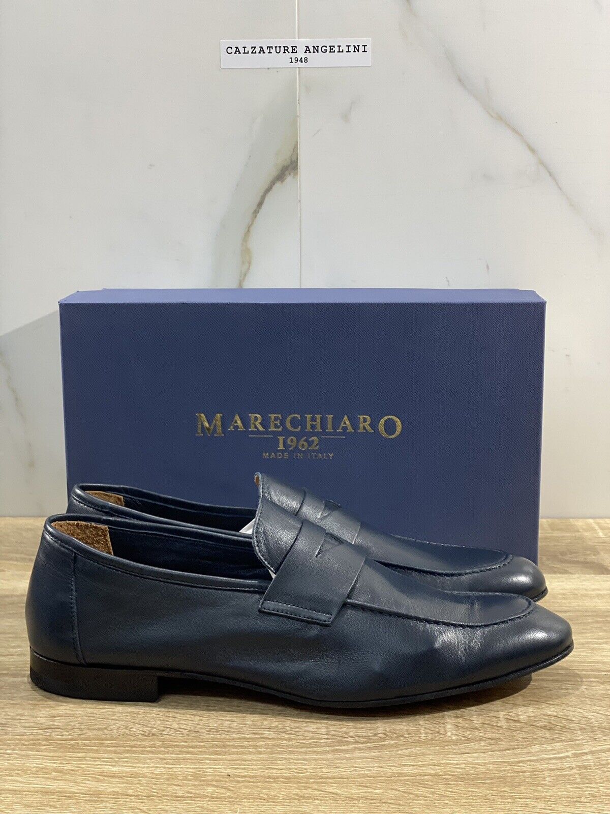 Marechiaro 1962 Mocassino Uomo Pelle Blu Fully Made In Italy 45