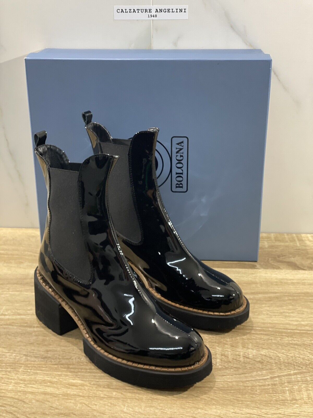 GP Bologna Chelsea boot donna vernice Nero casual boot cipria 41