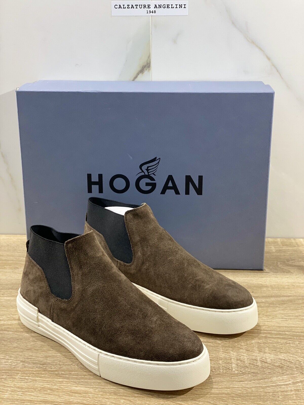 Hogan Rebel uomo chelsea mid boot suede marrone memory foam 39