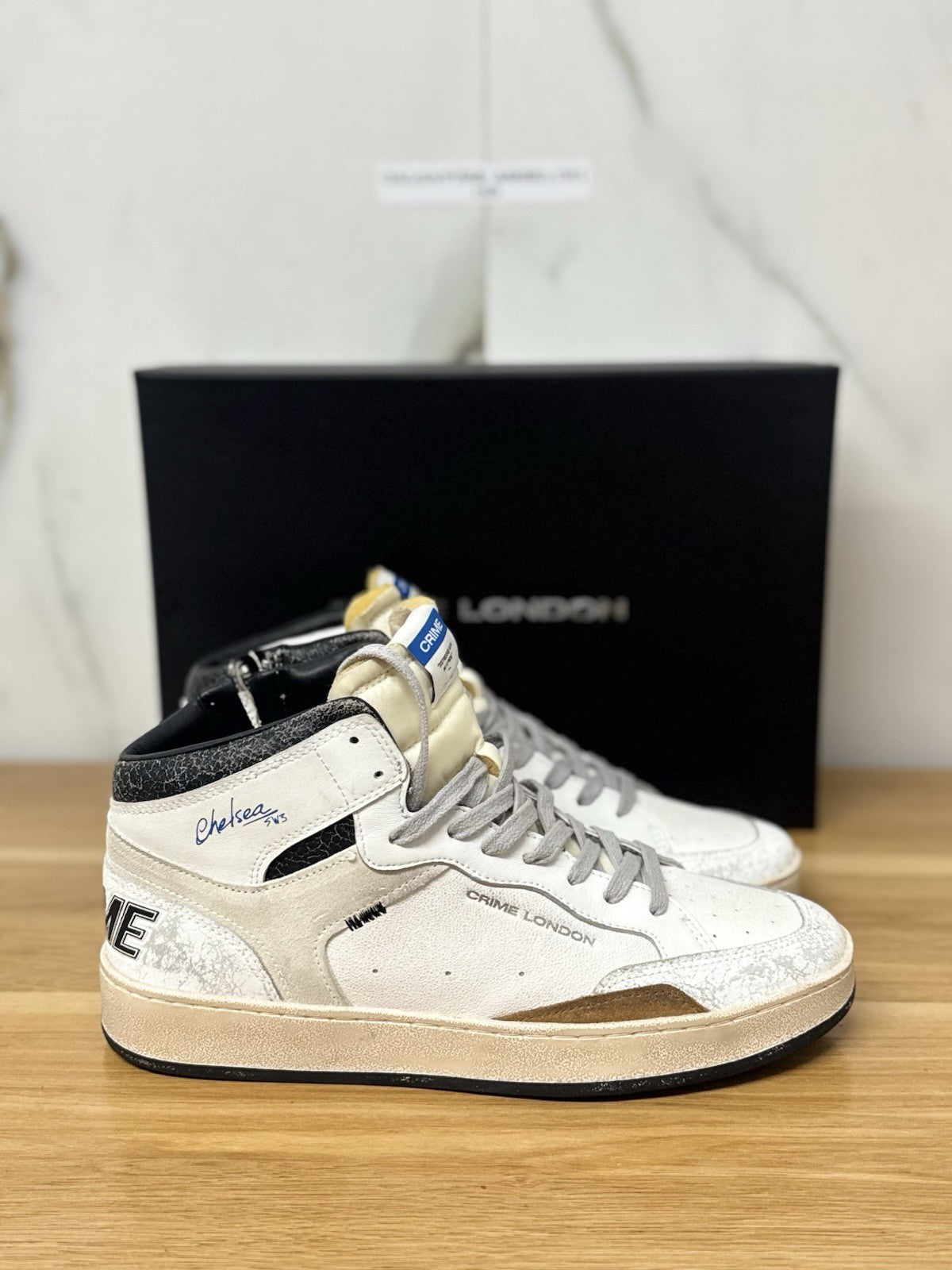 Crime London Sneaker Chelsea Casual Mid Pelle Bianca Uomo 41