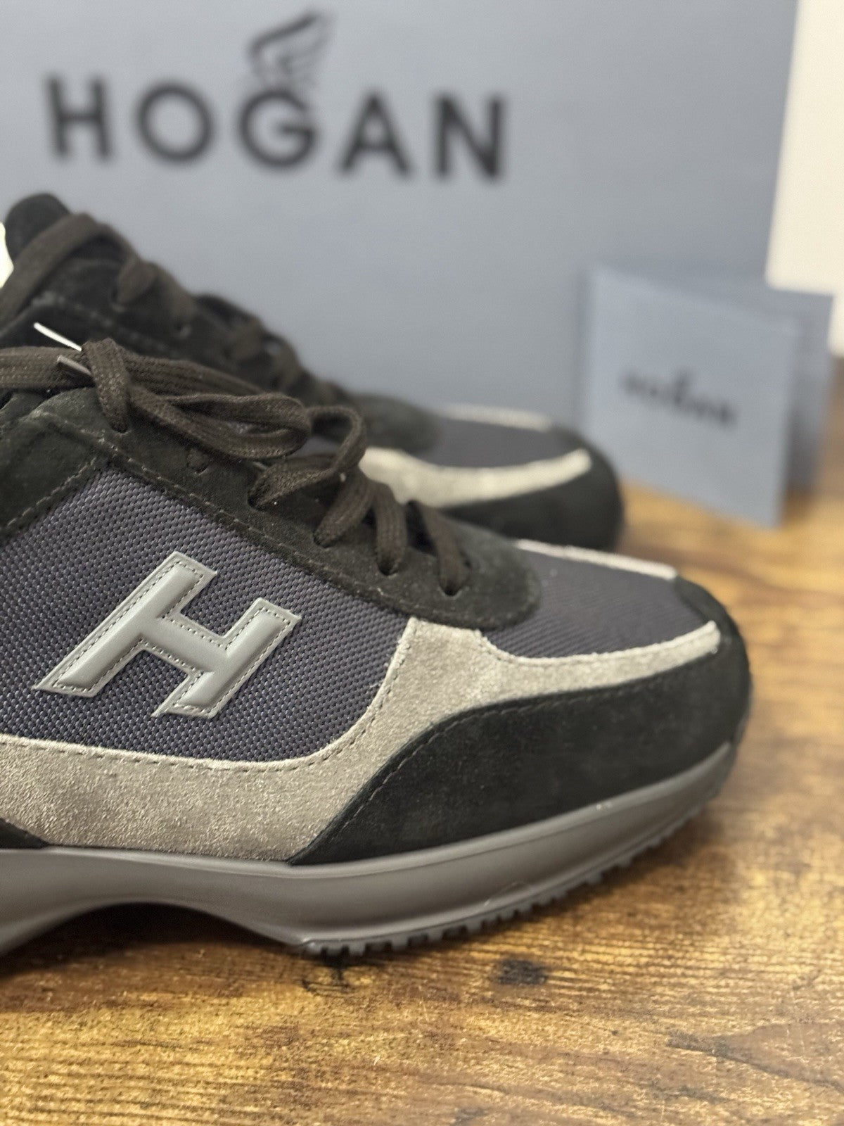 Hogan New Interactive Suede Grey Nero Casual Sneaker Hogan Uomo 41.5