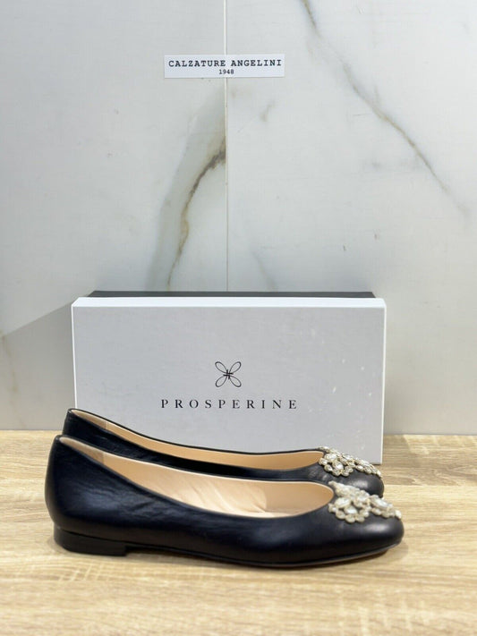 Prosperine Ballerina    donna Pelle Nera           luxury made in italy 40.5