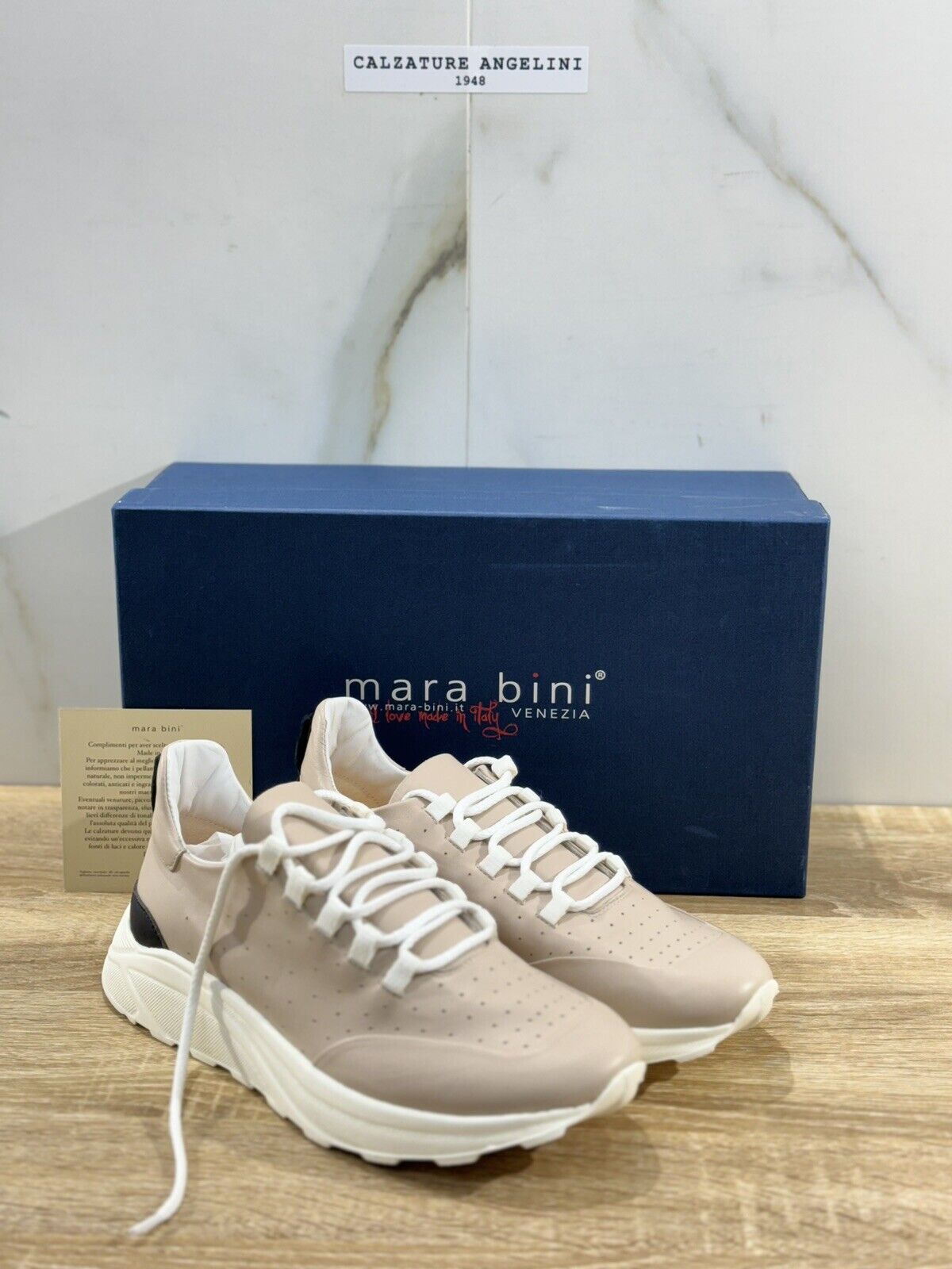 Mara Bini Sneaker Donna Pelle Beige   Extra Light Handmade 36