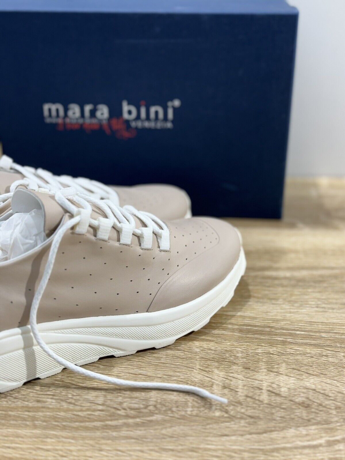 Mara Bini Sneaker Donna Pelle Beige   Extra Light Handmade 36