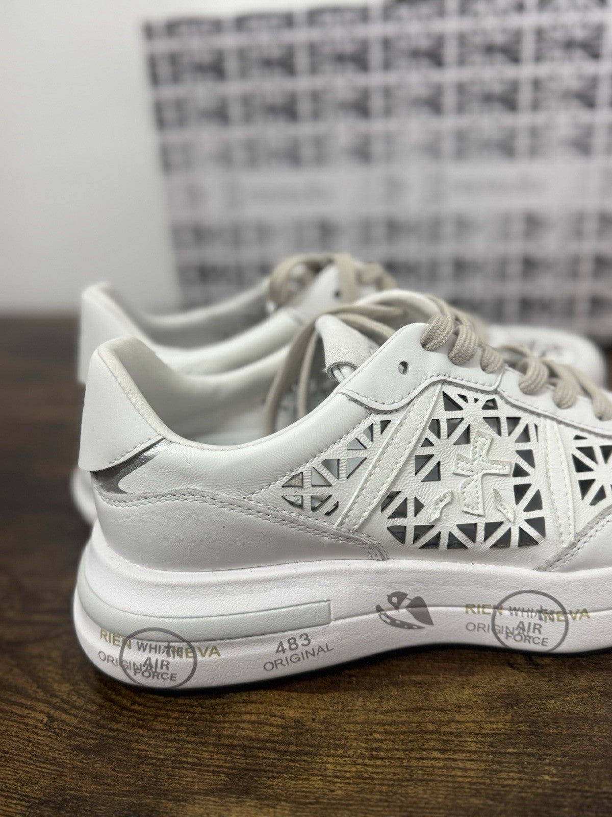 Premiata Cassie  Sneaker Pelle Bianca Traforata  Casual Premiata Donna 39