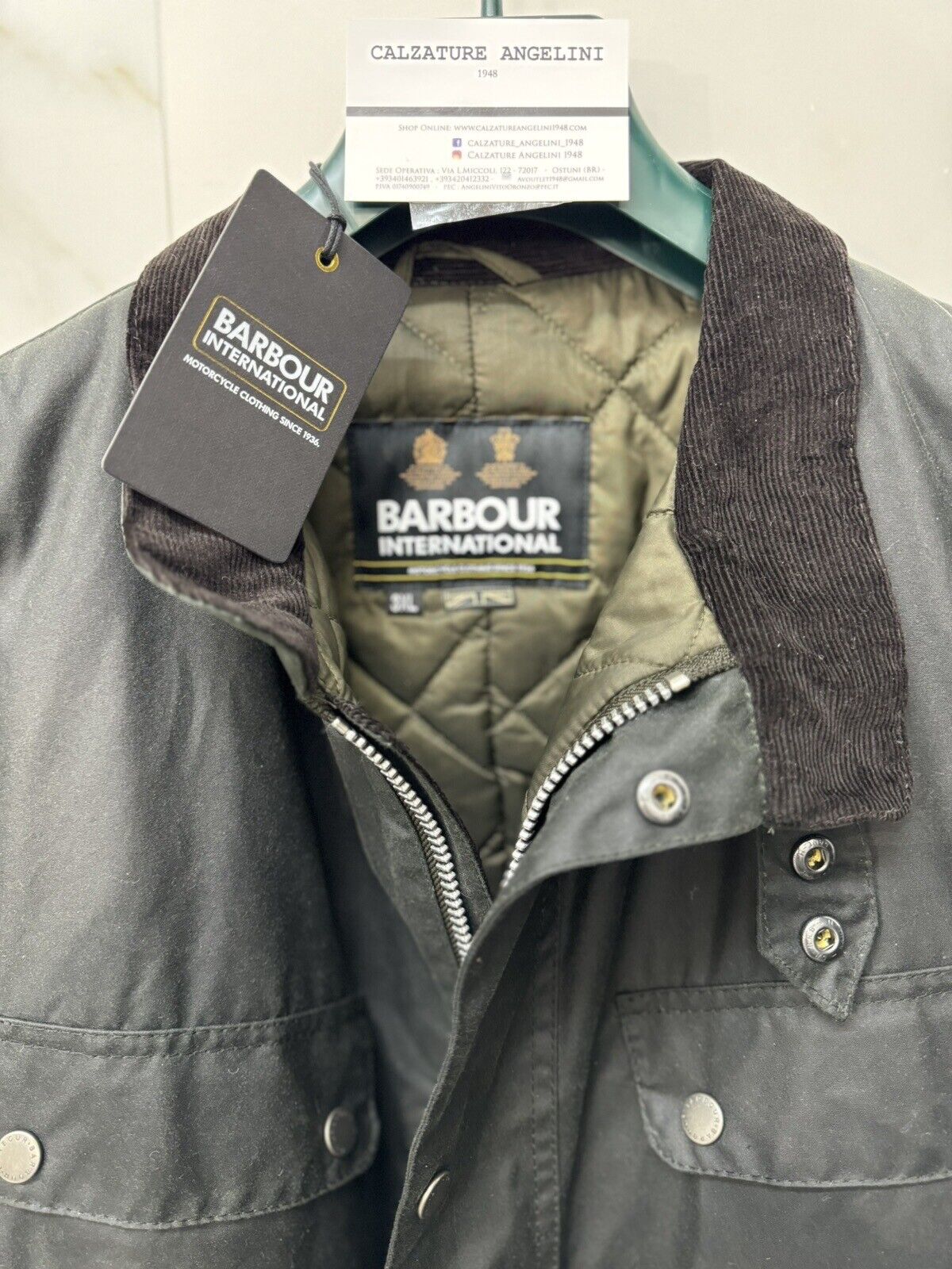 Giubbotto  Uomo Barbour International - Duke  Wax - Verde 3XL