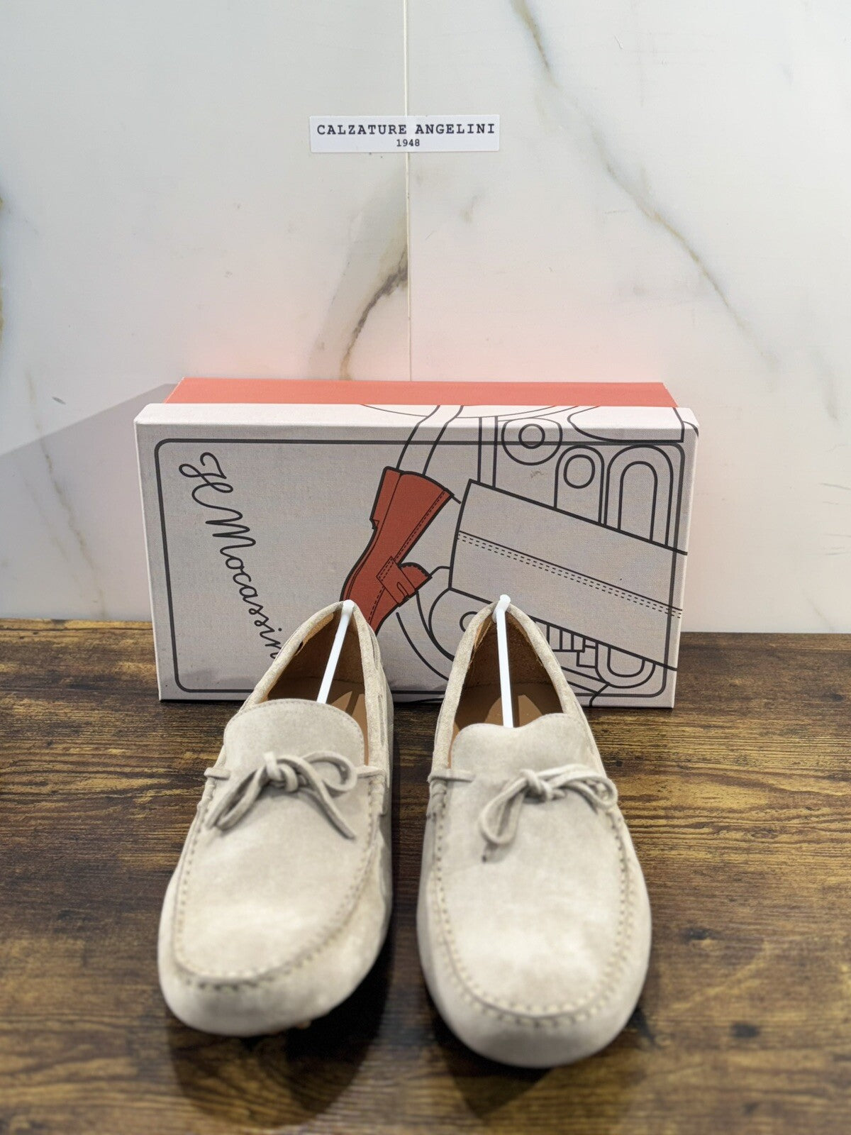 Il Mocassino Scarpa Uomo Modello Driver  Suede Roccia Handmade In Italy 46