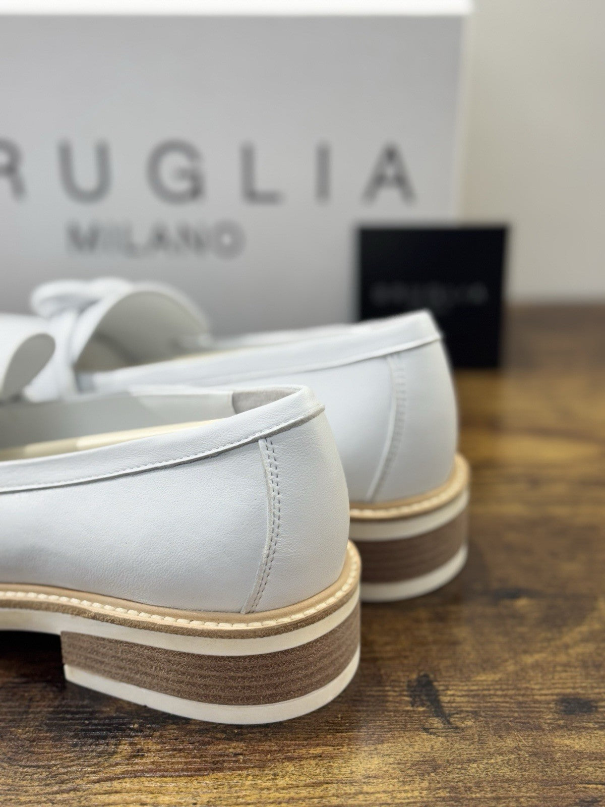 Bruglia Milano Mocassino Bianco  Pelle  Top Quality Scarpe Donna 40