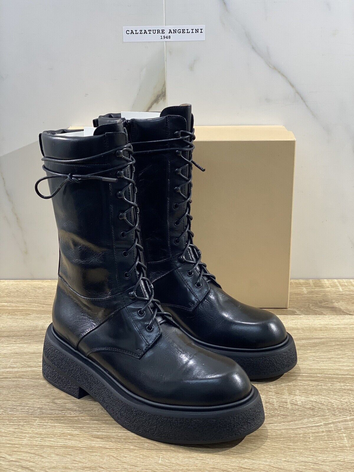 Lorena Paggi Anfibio Boot donna 22453 pelle Nera luxury boot 37