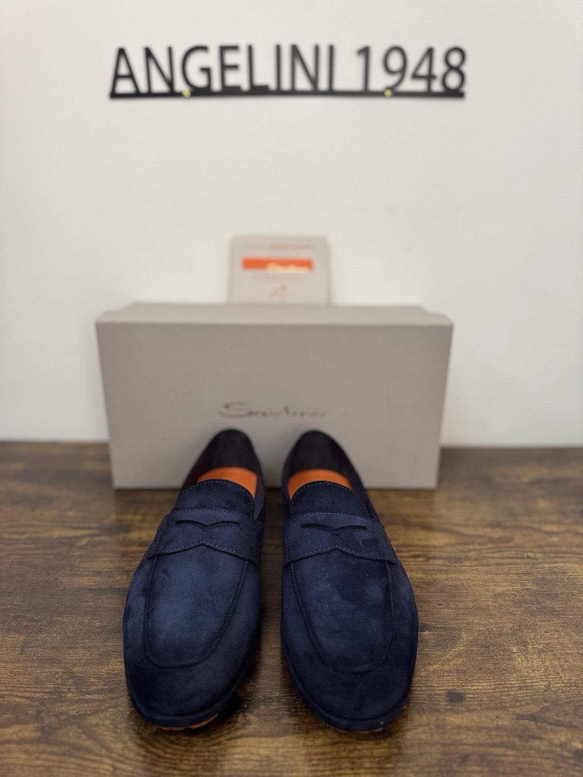 Santoni Mocassino Driver Pelle Suede Blu   Luxury Scarpa Santoni Uomo 41.5