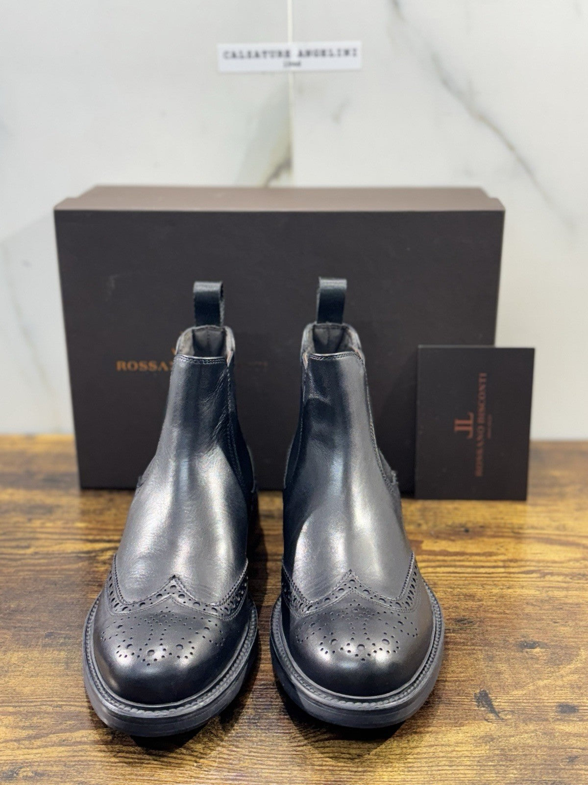 Rossano Bisconti Chelsea Boot Uomo Pelle Nero   Fully Made In Italy 42.5