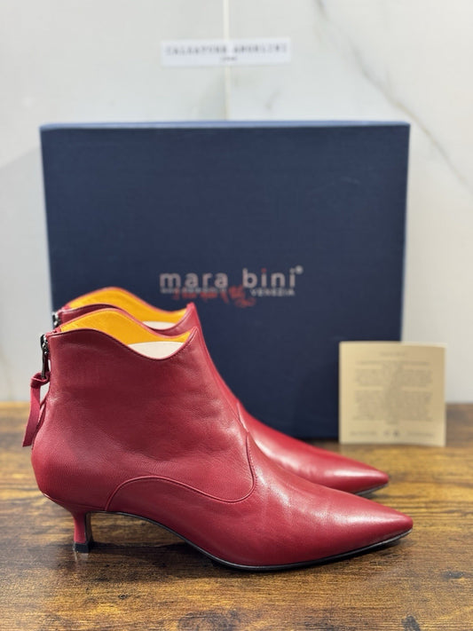 Mara Bini Stivaletto Donna Lavorazione A Sacchetto  Con Tacco Pelle Rosso 41