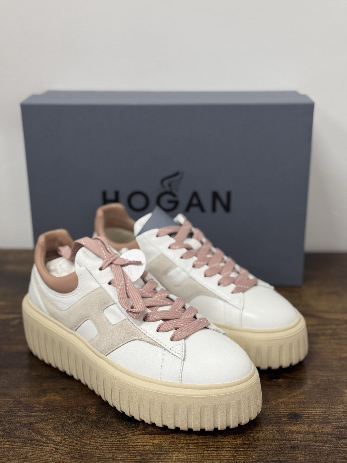 Hogan H Stipes  Sneaker Pelle Bianca Cipria    Casual Hogan Donna 39