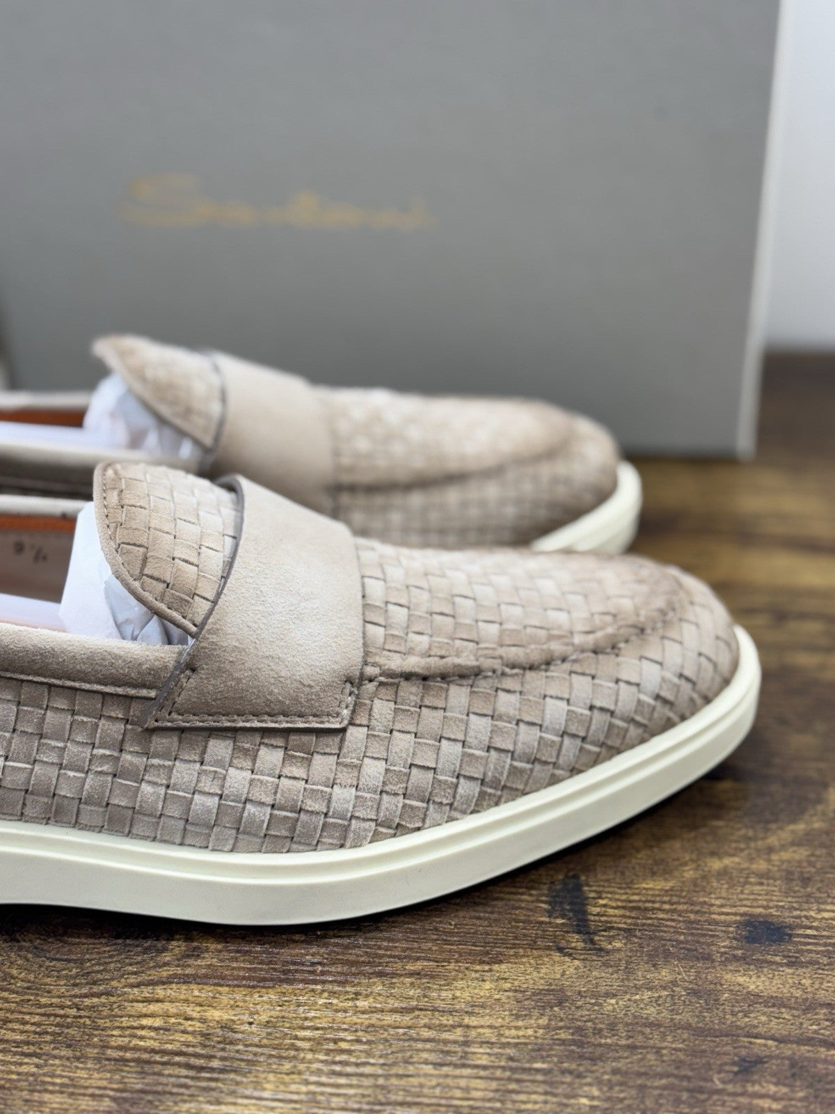 Santoni Mocassino Summer Walk Suede Beige Luxury Santoni Scarpe Uomo 42.5