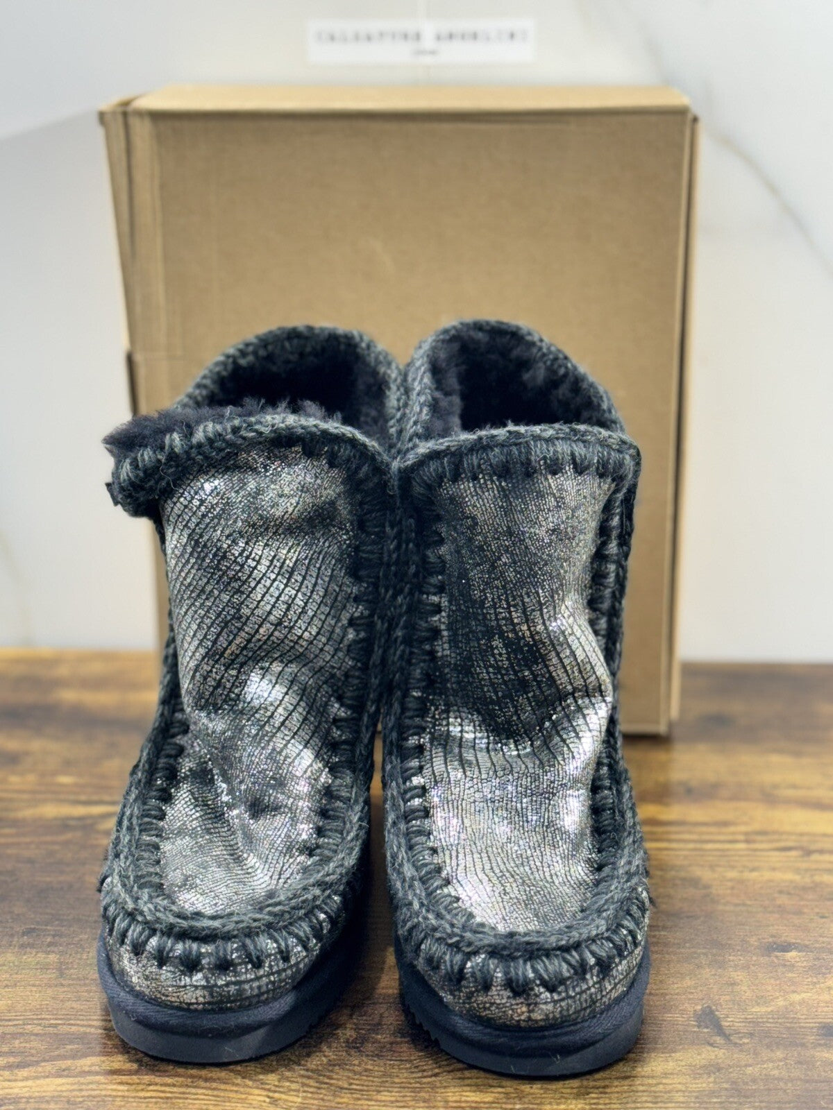 Mou Inner Wedge Nero Laminato Casual Mou Woman Boot 36