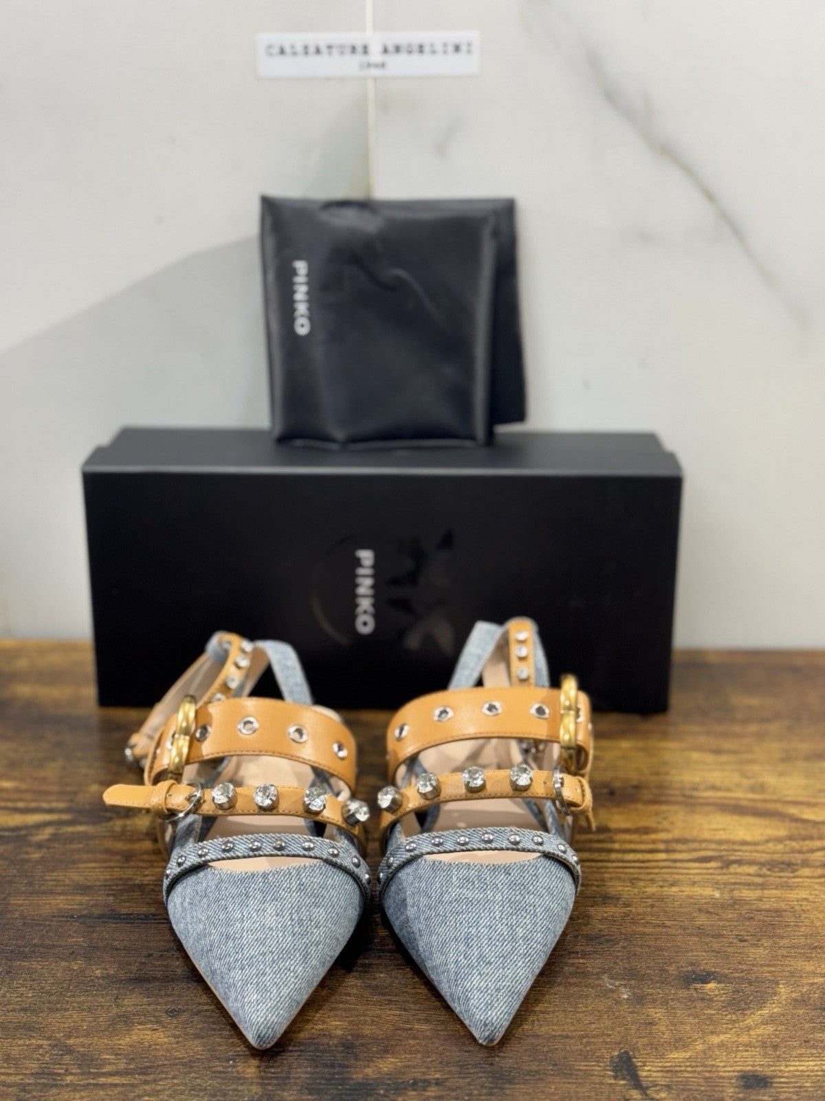 Pinko Ballerina Gianira Sling Back Denim Cuoio   Casual Pinko Donna 40