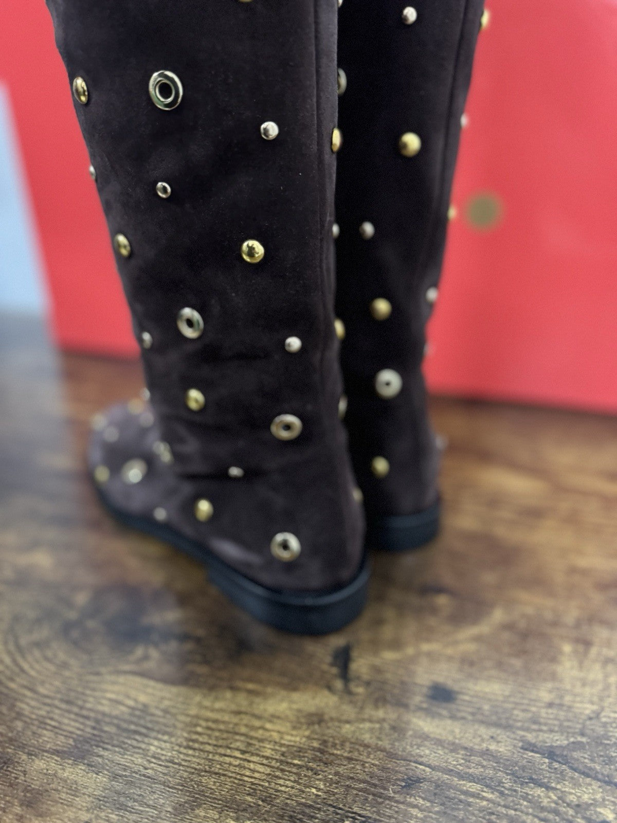 WO Milano Stivale  donna Suede Marrone Borchie casual boot  luxury 36