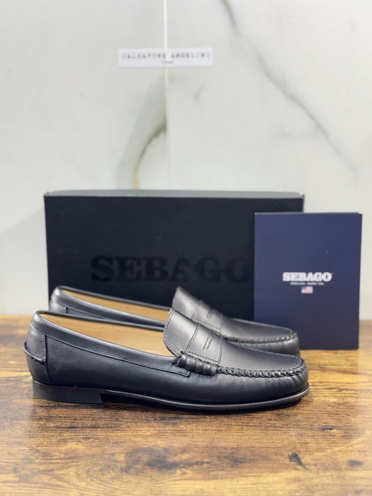 Sebago Mocassino Danielle Pelle Nero Fondo Cuoio Icon Sebago Loafer Donna 40.5