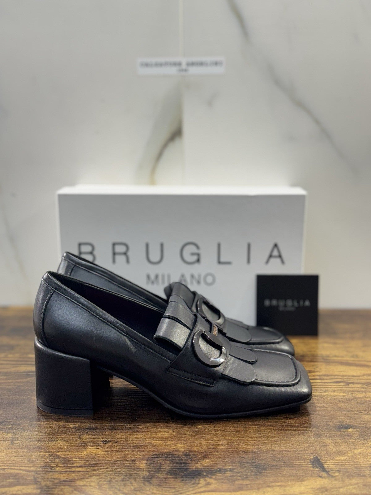 Bruglia Milano Mocassino Nero Pelle  Top Quality Scarpe Donna 40