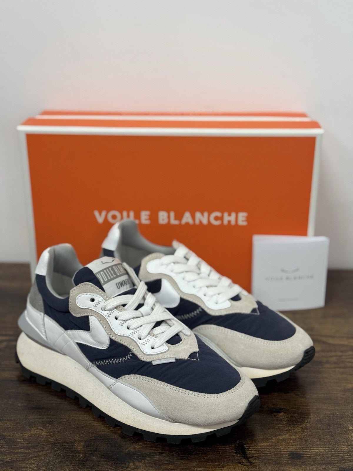 Voile Blanche Sneaker Owark  Pelle Bianca Blu  Casual Uomo 44