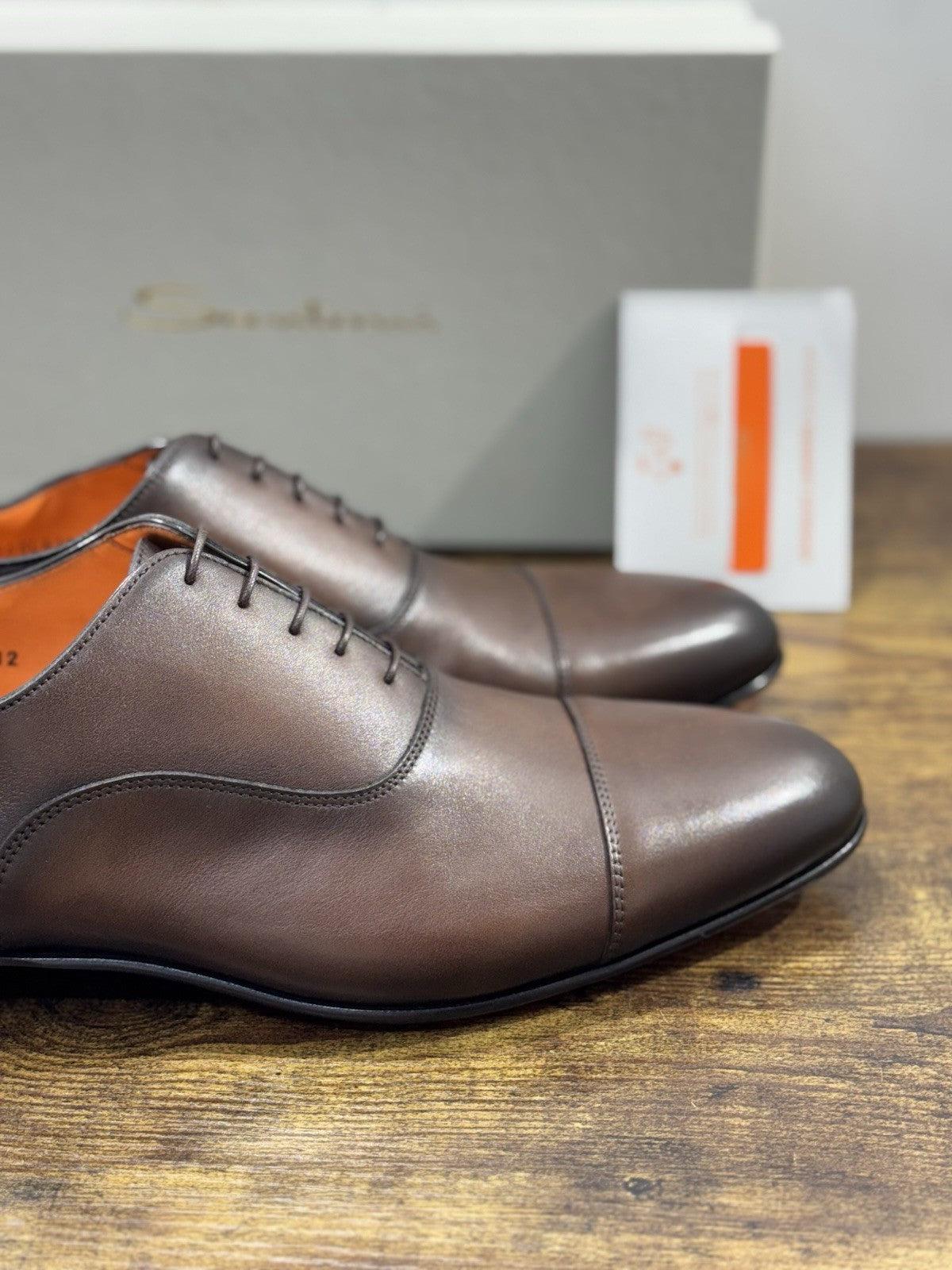 Santoni Stringata Oxford Pelle Marrone  Luxury Santoni Scarpa Uomo 45