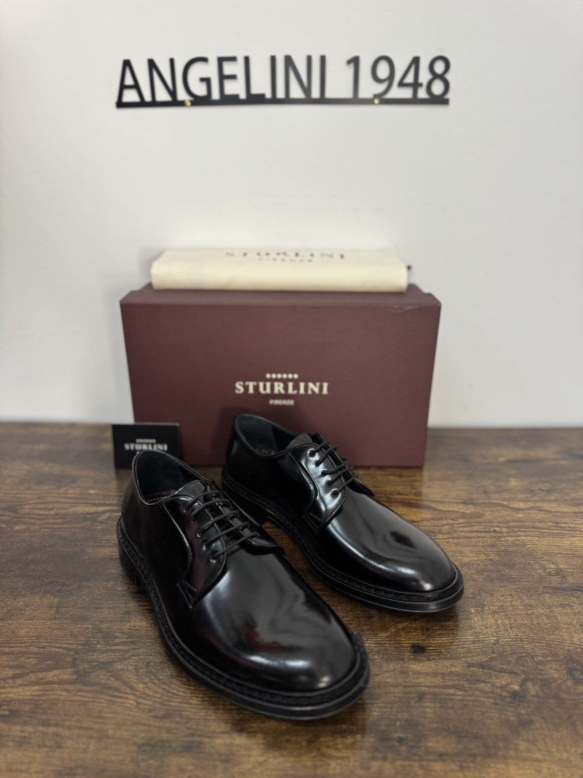 Sturlini  Derby Pelle Nero Polish Binder Luxury Scarpa Uomo 40