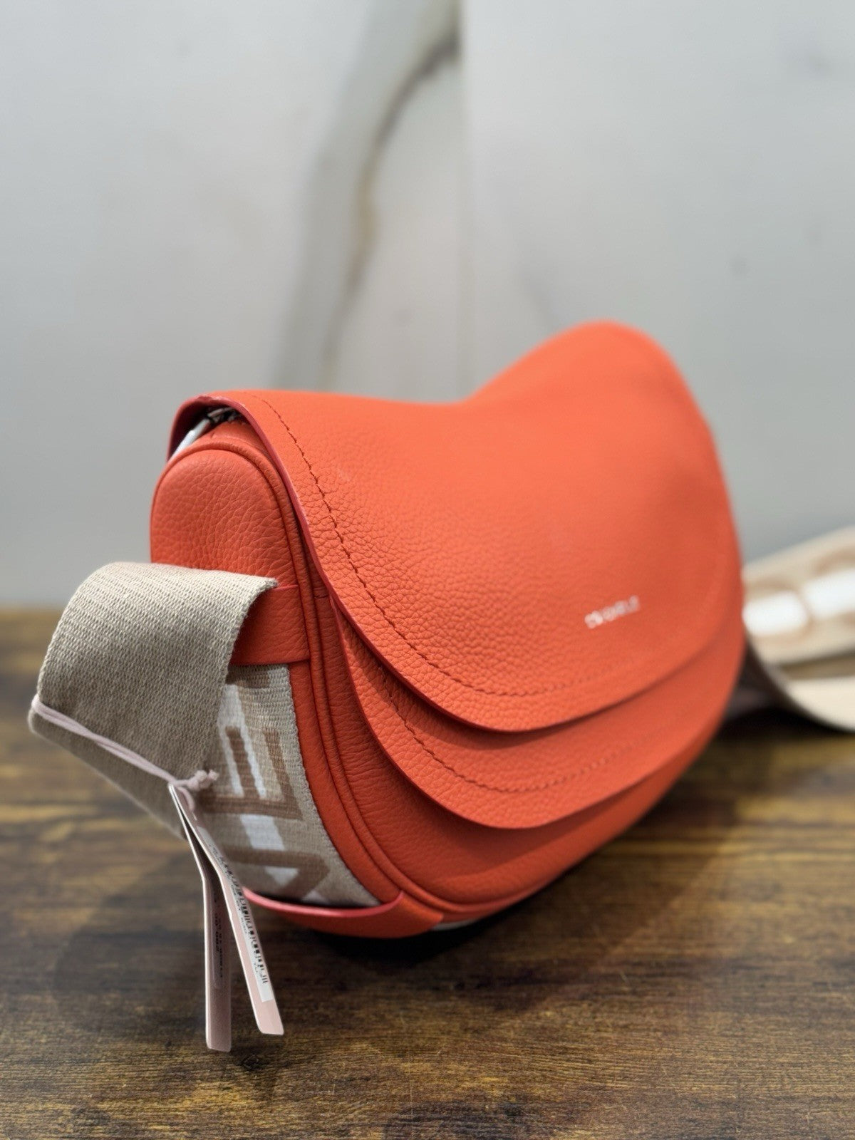 Coccinelle Borsa  Raquel  Arancio 100% Pelle Made In Italy Donna Tracolla